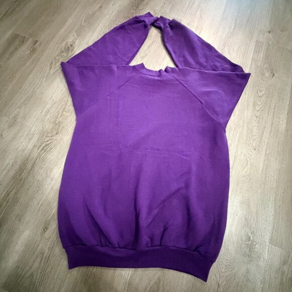 Vintage 90s Fruit Of The Loom Purple Blank Sweatshirt Raglan XL USA Made - Picture 10 of 10